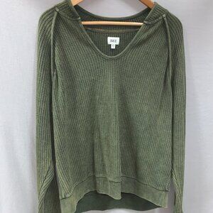 BKE Long Sleeve Shirt Womens XL Green Waffle Knit Style